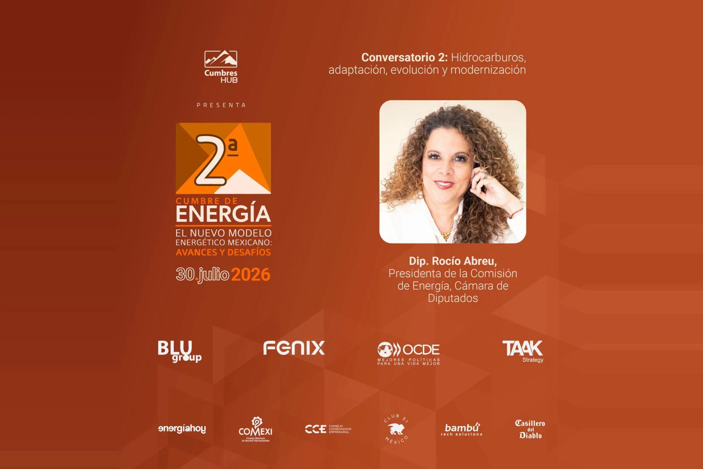 Cartel de la 2.ª Cumbre de Energía con la participación de Rocío Abreu Artiñano.